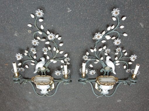 1970' Pair Wall Lamp has the Parakeet in the Style of Maison Baguès H 98 - Image 7