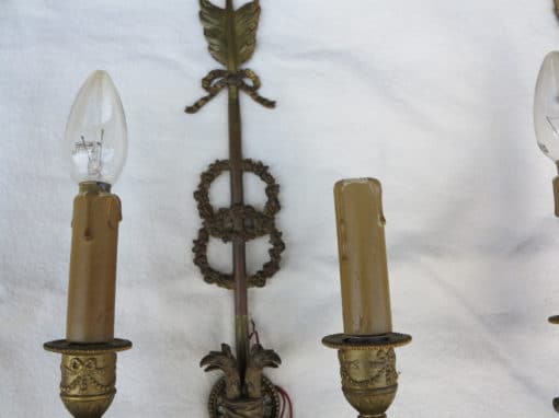 Pair sconces bronze Empire style  heads eagles and fléches - Image 3