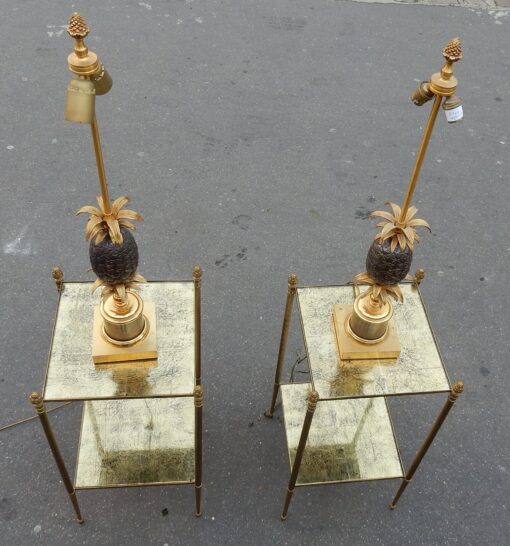 1950/70' Pair of lamps pineapple in bronze 2 colours in the style of Maison Charles - Image 2