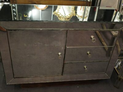 1950' Buffet Miroir Art Déco 1 Porte 3 Tiroirs