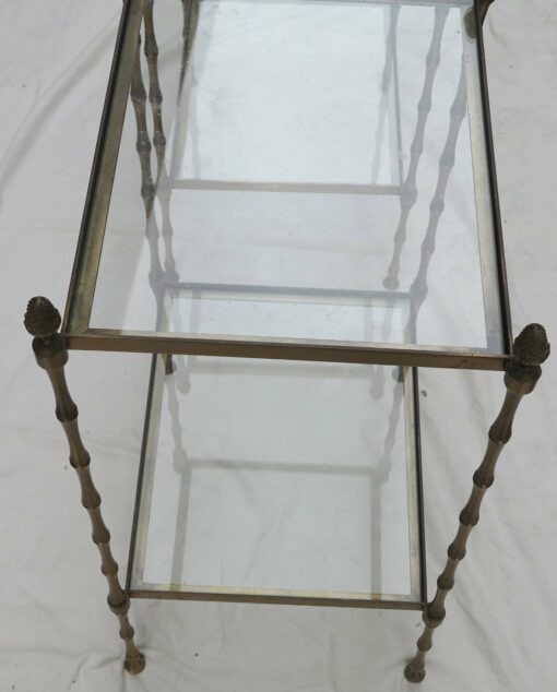 70' Pair  of end of sofa Maison Bagués Bamboo model with tops in glass - Image 3