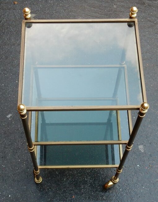 1950/70' Rolling Shelf with 3 Levels in Brass and Smoked Glass Maison Bagués - Image 4