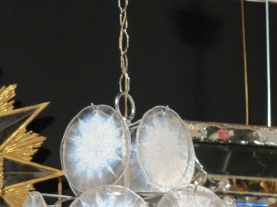 1950/70' Chandelier Vistosi, 24 Crystals Opalescent