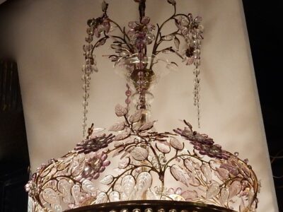 1970' Chandelier with Flowers and Leaves in the Style of Maison Bagués With Colored leaves