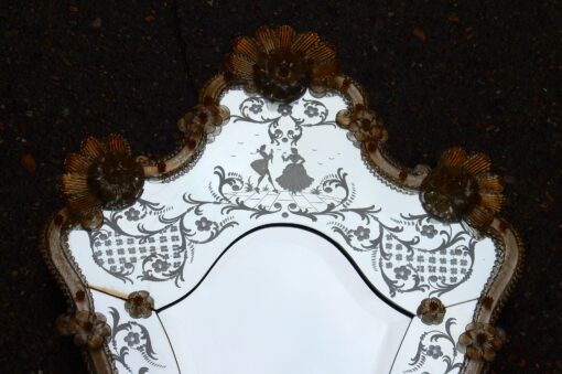 1950/70' Romantic Mirror Murano Mr et Mme H 87 x 59 cm - Image 3