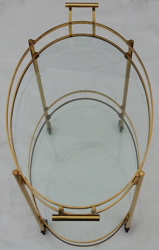 1970' Maison Jansen Brass Rolling Bar - Image 6