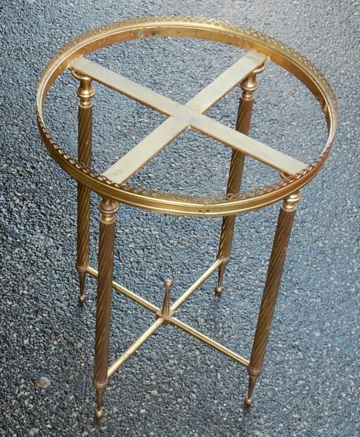 1950/70 'Pedestal Brass Gallery Openwork Style Maison Bagues Onyx Tray - Image 4