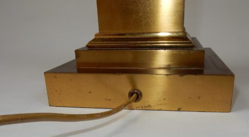 1950/70 Pair Of Lamps With Coryntian Columns In Brass And Bronze Signed Charles - Image 3