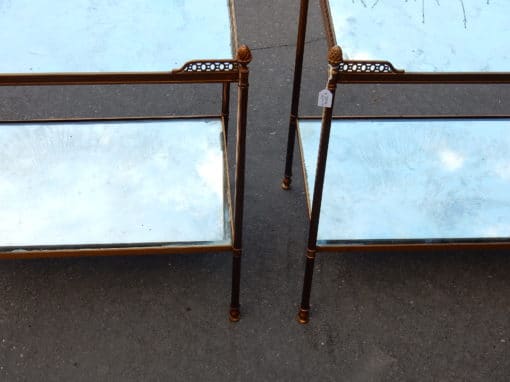 1950/70' Pair  Of End Of Sofa Maison Bagués  With Tops In Oxyded mirror With Openwork Galleries 59 X 35 cm - Image 3
