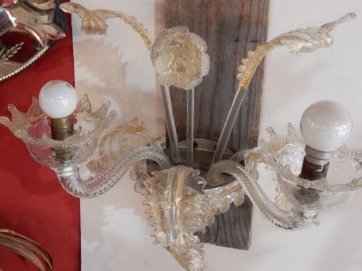 1920/50' Sconces pair Murano crystal  with 2 lights arms  33H X 35 - Image 6