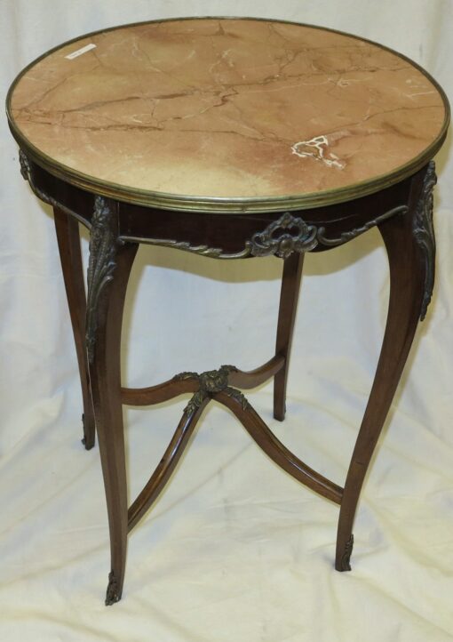Pedestal table of style LXV, marbles flower to sin