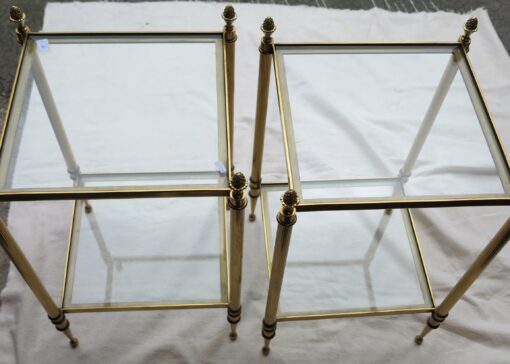 Pair  of end of sofa square Maison Bagués with tops in glass with apple pin - Image 2