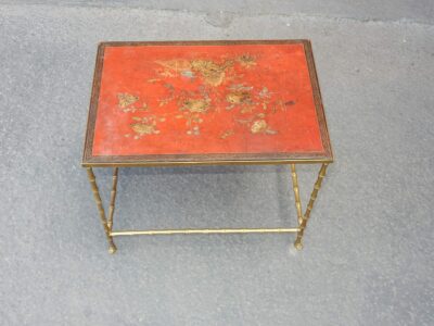 1950/70'  Coffee Table in the Style of Maison Bagués Red Lacquer of China 50 X 35 cm