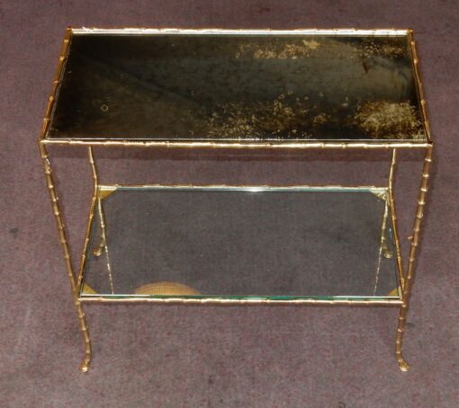 1950/70' End of Sofa in bronze Maison Bagués Bamboo Model with Tops in Oxyded Silvered Miror 65X31X H 59 cm - Image 8