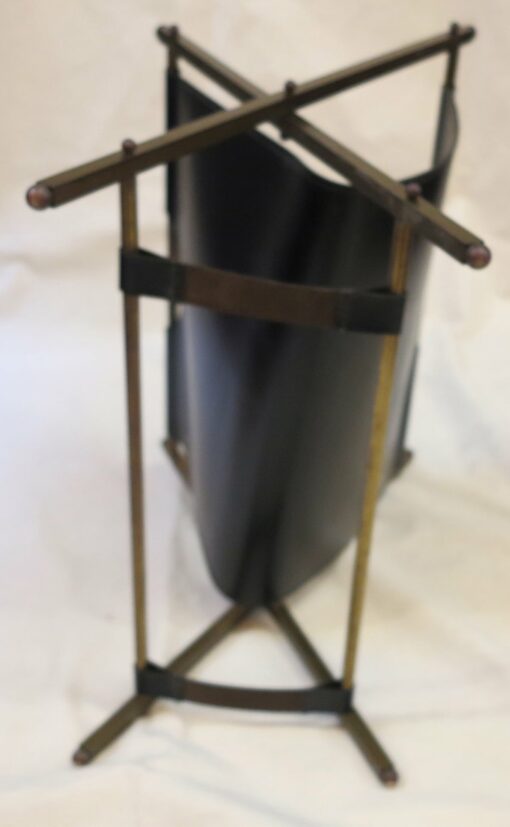 1950/70 Jacques Adnet skaï and brass carry newspaper - Image 5