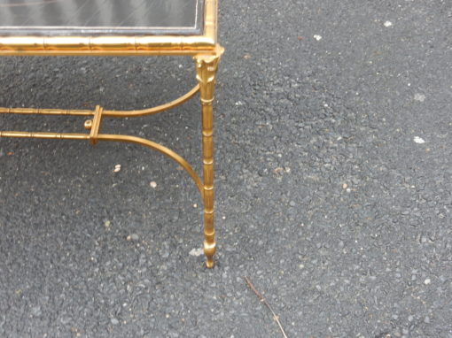 1950/70' Table Basse Bronze Décor Palmier, Plateau Laque de Chine Style Maison Baguès – Image 6