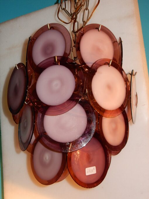 1970' Venini Bowl Purple Chandelier In The Style Of Vistosi 24 Pieces - Image 5