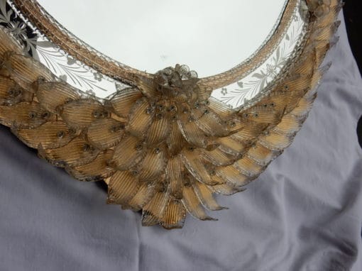 1970/80' Miroir Cristal Murano Véronèse avec Inclusions de Feuilles d'Or – Image 5