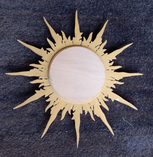 1950/70 ' Miroir soleil Convexe, Bois Doré - Diamètre 69 – Image 5