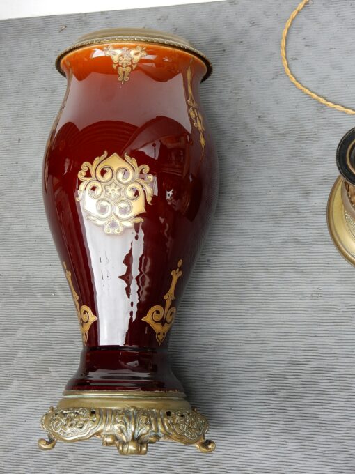 1880/1900 N3 lamps Pair of ceramic and bronze - Image 2