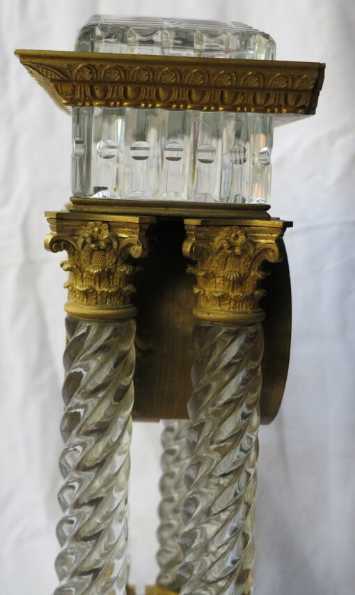 1830' Clock Portico Charles X Crystal Baccarat and Golden Bronze - Image 4