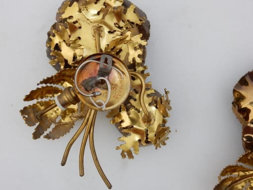 1970 ' Wall Lamp Pair Anemones Maison Jansen in Brass - Image 6