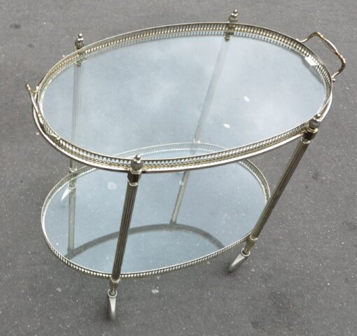 1970' Bar roulant art deco en bronze argenté Maison Bagués