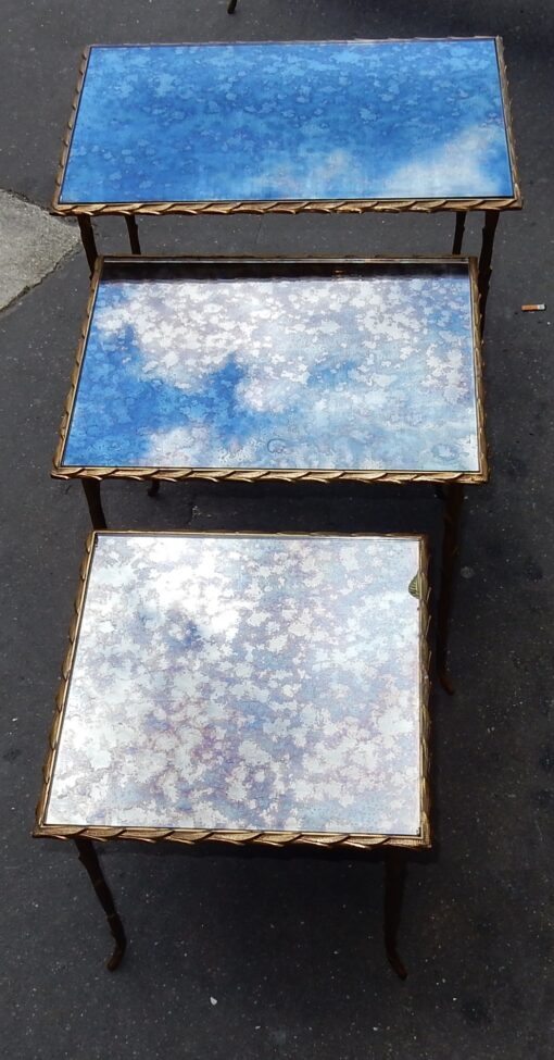 1950/70 Série de 3 Tables Gigognes Modèle Palmier Maison Charles – Image 4