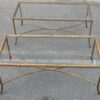 1950/70' Paire de Tables Basses en Bronze Doré Décor Palmier Maison Charles 105 X 50 cm – Image 8