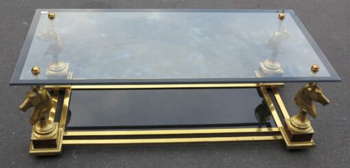 1950/70 Coffee Table Horses Heads in the Style of Maison Charles Plated Feet to Wallnut - Image 7