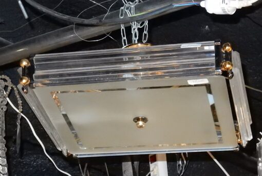 1970' Gilted Iron and Lucite Ceiling Light Shape Style Design Square Form