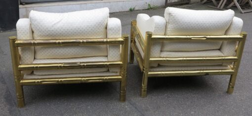 1950/70 Paire de fauteuils laiton doré design italien modele bambou – Image 4