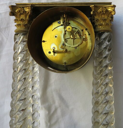 1830' Clock Portico Charles X Crystal Baccarat and Golden Bronze - Image 2