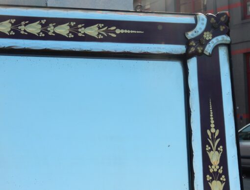 1900' Miroir Venise Rouge et Or à Motifs de Fleurs Eglomisées 200 X 100 cm – Image 5