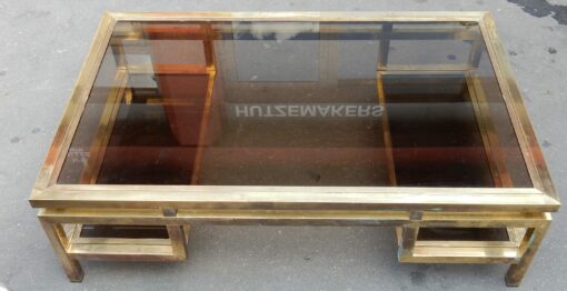 1970' Rectangular Coffee table Guy Lefevre in bronze and polish brass - Image 5