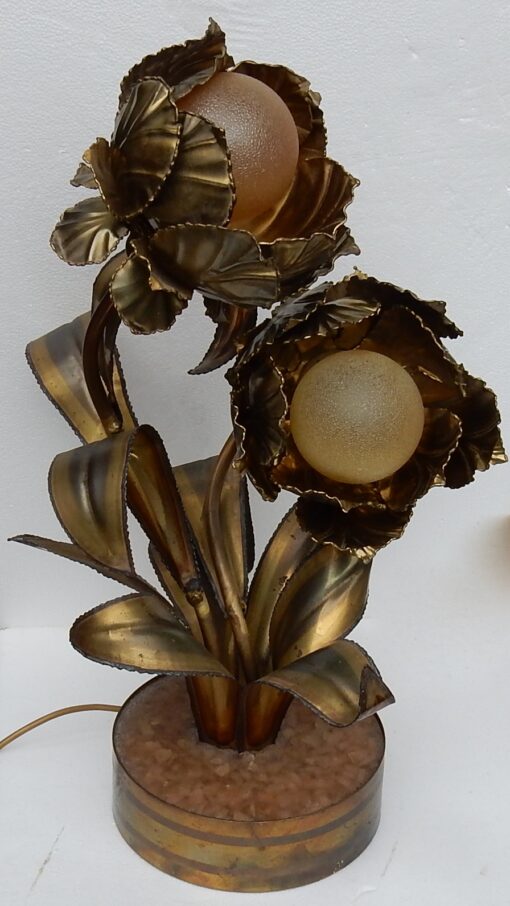 1970 "Plant Enlightening in Brass  Maison Jansen 2 Heads H 64 cm