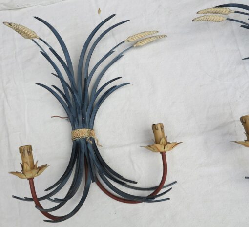 Pair d apply sheaf of wheat in painted metal - Image 2