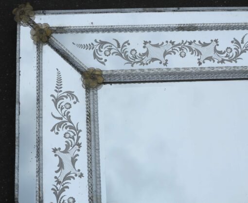 1950/70 Miroir Style Véronèse Rectangulaire Parecloses et Fleurs Dorées à l'Or – Image 5