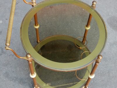 1950/70 Rolling Bar Gilded Brass Maison Jansen 2 Levels