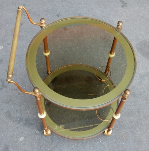 1950/70 Rolling Bar Gilded Brass Maison Jansen 2 Levels