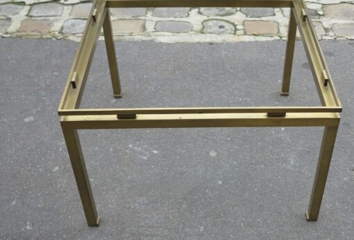 1950/70 Square Coffee table Guy Lefevre in bronze and polish brass - Image 5