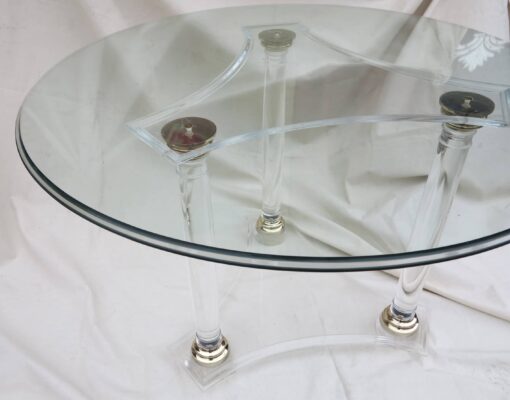 1970' Round Table or Lucite Pedestal Table And Golden Cabochons - Image 6