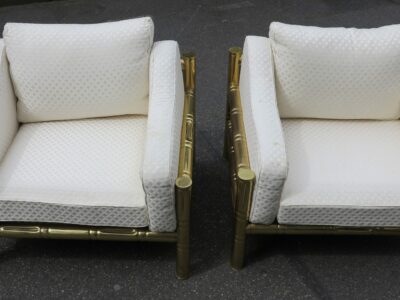 1950/70 Paire de fauteuils laiton doré design italien modele bambou