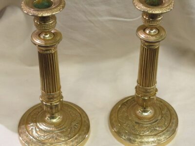 Pair of candlesticks has the garland time period the Restoration