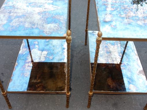 1970' Paire d'Étagères Montants Palmiers en Bronze Doré Style Maison Charles 64 X 40 cm(Réservé) – Image 4