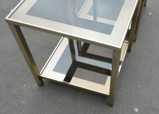 1970/80' Pair  of end of sofa   with tops in smoked frame mirror 50X 50 cm - Image 7