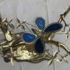 1970' Lighting Coffee table in the Bonsai on golden bronze sand dune Willy  Daro or Duval Brasseur with butterfly in bronze  and fly in blue agate - Image 2
