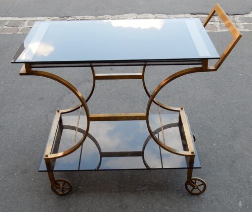 1950/70 'Brass Rolling Bar With Sliding Trays Style Maison  Jansen - Image 6