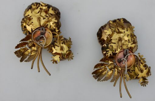 1970 ' Wall Lamp Pair Anemones Maison Jansen in Brass - Image 5