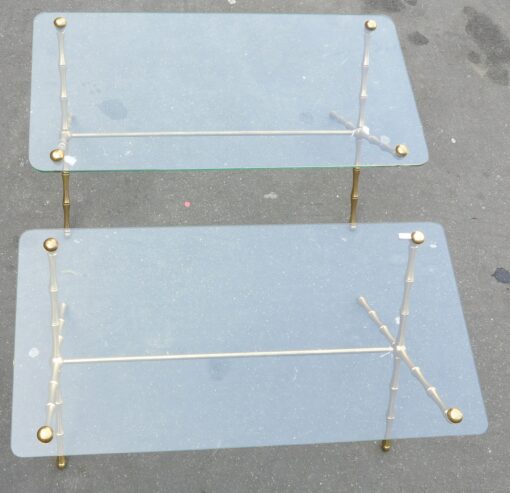 1950/70' Pair Coffee tables in Gilted Bronze Model Bamboo in X Maison Baguès - Image 2